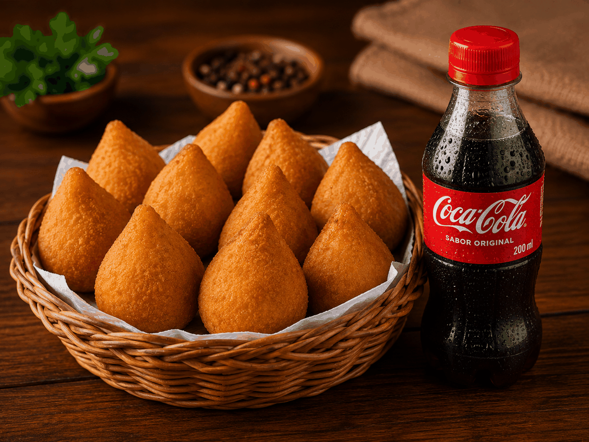 Combo 15 mini coxinhas + refri 200 ml
